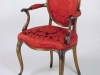 French Hepplewhite Armchair Shown In Red Damask